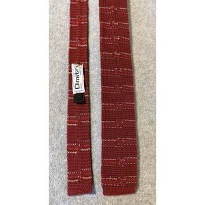 Ultra Skinny Men's Neck Tie Square Tip Woven Texture Red Pin Stripe Dimitri VTG